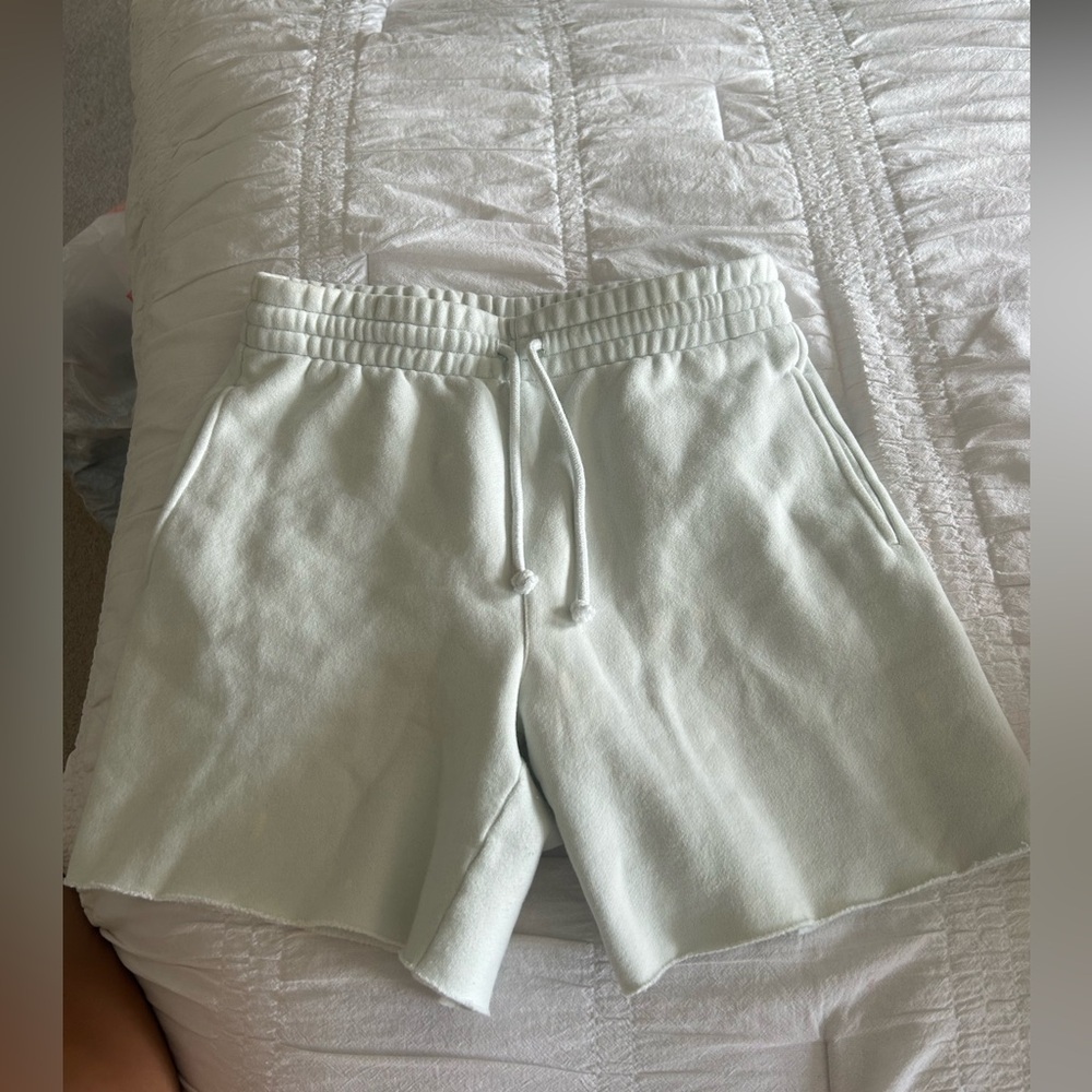 TNA Cozy Fleece Shorts in Light Green